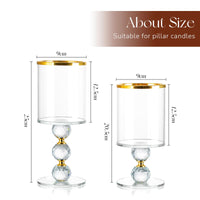 1 x Brand New Lanterns glass candle holder decoration gold Candeldo set of 2 crystal candle holders large decoration living room wedding table Christmas candle holder for pillar candles - RRP €27.22