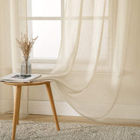 1 x RAW Customer Returns MIULEE Set of 2 Voile Curtains Sheer Linen Curtain with Eyelets Transparent Linen Look Curtain Eyelet Curtain Living Room Window Curtain Translucent Decorative Curtain Bedroom 140 x 225 cm W x H Brown - RRP €26.21