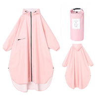 1 x RAW Customer Returns Ynport Crefreak Women s Long Waterproof Raincoats Lightweight Rain Poncho Packable Outdoor Rainwear Hooded Windbreaker with Sleeves and Pocket, Pink - RRP €33.6