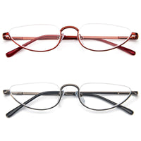 1 x RAW Customer Returns KoKoBin 2 Pack Unisex Half Moon Reading Glasses Half Frame Metal Spring Hinge Thin Reading Glasses 2 Pairs, 2  - RRP €58.8