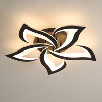 1 x RAW Customer Returns Riserva Modern LED Ceiling Light, 60W 6500LM Creative Flower Shape Acrylic Ceiling Lamp, 5 Heads Black Petals Led Chandeliers for Living Room, Bedroom, Dining Room, Kitchen, Warm White 3000K  - RRP €60.44