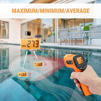 1 x RAW Customer Returns ThermoPro TP30 infrared thermometer laser temperature measuring device -50 C 550 C Emissivity adjustable MAX MIN AVG readings NOT for humans Ideal for air conditioning, car engine, underfloor heating - RRP €18.67