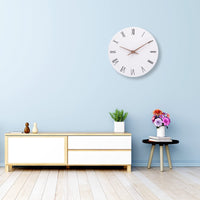 1 x RAW Customer Returns ACCSHINE MDF Wooden Wall Clock Without Ticking Noise Silent Modern 30cm Quartz Large Battery Operated Wall Clock Easy to Read for Room Home Kitchen Bedroom Office School White Roman Numerals  - RRP €21.58