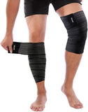 2 x RAW Customer Returns ONTYZZ Knee Brace Support 1 Pair High Elastic Thigh Compression Wrap for Sports Gym Running Squatting Training Wraparound Calf Support Black 180cm - RRP €38.38