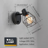 1 x RAW Customer Returns Lightess Vintage Interior Wall Lamp Wooden Metal Cage Wall Lamp Industrial Design E27 Interior Lighting Wall Lamp for Corridor Porch Bedroom Living Room, Black - RRP €26.2