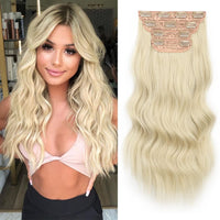 1 x RAW Customer Returns Clip in extensions blonde hair extensions braid like real hair cheap hairpiece extensions synthetic synthetic hair for women long double weft hairpiece full head 4 pieces platinum blonde wig 50cm 200g 077J - RRP €23.18