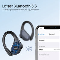 1 x RAW Customer Returns CASCHO Bluetooth headphones, headphones wireless Bluetooth 5.3, ENC clear calls, 60 hours playtime with charging case, LED display, deep bass, USB-C, IPX7 waterproof Bluetooth headphones sports. - RRP €35.99