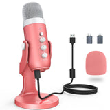 1 x RAW Customer Returns zealsound k66 microphone PC, USB gaming for mobile phone laptop with adapter, mute echo, condenser microphone for recording, streaming, podcast, vocal recording, PS4 5, Twitch, YouTube, Discord-pink - RRP €43.34