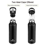 1 x RAW Customer Returns Philorn Drinking Bottles 1000ML Thermos Bottles Stainless Steel Thermos Flask Insulated Stainless Steel Water Bottles Keep Hot for 12 Hours with 2 Caps 1 Shoulder Bag Glossy Black  - RRP €22.99