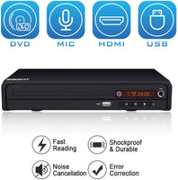 1 x RAW Customer Returns WISCENT Mini DVD Player for TV with HDMI AV Coaxial Output HDMI Cable Included , USB 2.0 Media Player, All Region Free, Mini Compact DVD CD Player NON Bluray  - RRP €38.35