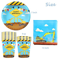 3 x Brand New MEZHEN Excavator Party Tableware Construction Site Vehicles Children s Birthday Decoration Excavator B Birthday Party Tableware Paper Plates Cups Napkins Party Tableware Set Table Decoration 10 People - RRP €50.97