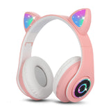 1 x RAW Customer Returns Sendowtek Bluetooth Headphones Kids Girls Over Ear Cat Ear Headphones LED Light Foldable Wireless Headphones for Children Adults for Tablet PC Phone - RRP €22.99