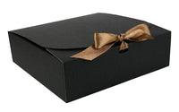 1 x RAW Customer Returns Emartbuy 12 Pack Square Gift Box, 24cm x 24cm x 5cm, Easy Assembly, Black Kraft Box with Ribbon Bow - RRP €19.64