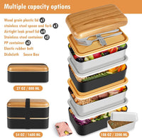 1 x RAW Customer Returns HOLIPOT Japanese Style Bento Box 2 Tier Lunch Box with 2pcs Eco-Friendly PP Container and Stainless Steel Container, Lunch Box with Compartments for Kids and Adults, Snack Packaging - RRP €26.99