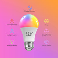 1 x RAW Customer Returns GY Alexa Light Bulb Smart Lamp E27 A60 9W 850lm, Alexa Accessories WLAN Light Bulb Compatible with Google Home 2.4 GHz, RGB Dimmable Warm White-Cold White and Multi-Color Bulb, 6 Pack - RRP €46.99