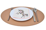 1 x RAW Customer Returns Nikalaz Oval Placemats Made of Recycled Leather, Pack of 4 Placemats, Table Mats, Placemats 45.7 x 33 cm Camel  - RRP €59.5