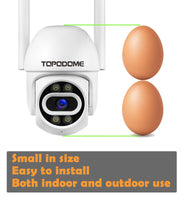 1 x RAW Customer Returns Topodome Outdoor Wi-Fi Camera with Humanoid Alarm, 1080P Indoor WiFi Surveillance Camera, 360 Degree PTZ Auto Tacking, 20m Infrared and Color Night Vision, Two-Way Audio IP66 - RRP €29.99