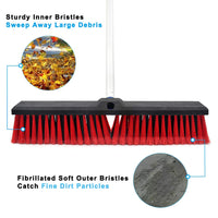 1 x RAW Customer Returns Push Broom Stiff Indoor Outdoor Rough Surface Floor Brush 18 Wide 62 Long Handle Stainless Steel for Cleaning Bathroom Kitchen Patio Garage Deck Tile Floor - RRP €29.5