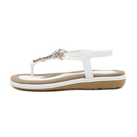 1 x RAW Customer Returns Women s summer sandals, bohemian flip flops, with rhinestones, size 36-42, White 197, 39 EU - RRP €58.8