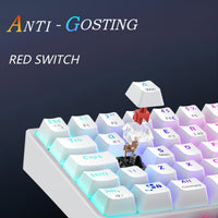 1 x RAW Customer Returns TECURS Gmaer TKL Keyboard 65 , Mechanical Keyboard, Rechargeable Multi-Device RGB Backlit, Anti-Ghosting, 68 Keys, Bluetooth Connection 2.4G Type-C, Red for Windows Mac, White - RRP €60.49