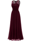 1 x RAW Customer Returns DRESSTELLS Women s Sleeveless Evening Dresses Maxi Long Ball Gown Chiffon Lace Bridesmaid Dresses Wedding Dresses for Guests Floor Length Wedding Dress Burgundy M - RRP €67.99