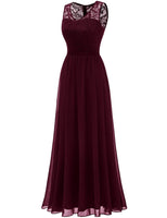 1 x RAW Customer Returns DRESSTELLS Women s Evening Dress Floor Length Elegant for Wedding Chiffon Bridesmaid Dresses Lace Cocktail Dress Sleeveless Ball Gown Burgundy XL - RRP €62.99