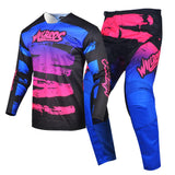 1 x RAW Customer Returns Willbros Motocross Jersey Pants Combination Men Women Motorcycle MX Riding Gear Set Cycling Offroad Dirt Bike Adult BMX ATV Pink Blue Jersey XL Pants 36  - RRP €111.18