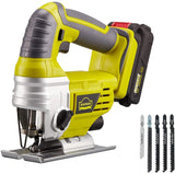 1 x RAW Customer Returns Cordless jigsaw, DEWINNER 20V 2X2.0Ah battery and charger, bevel cut 45 , 5 blades, tool-free saw blade change, dust blowing function, with box - RRP €99.17