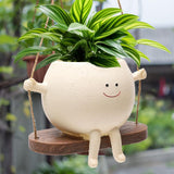 1 x RAW Customer Returns Hanging flower pots with swing face - cute flower pot with smile face and swing, swing face planter for home and garden, gift for mother and teaching, Christmas, teacher recognition - RRP €21.17