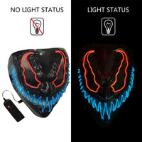 1 x Brand New Sunshine smile LED mask Halloween, Halloween mask LED, Halloween mask luminous, Halloween mask skeleton, luminous mask Halloween, glowing eyes cosplay costume masquerade party carnival - RRP €7.04