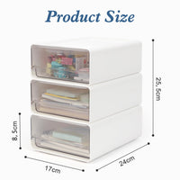 1 x RAW Customer Returns OSTWOLKE Organizer with Acrylic Drawers 3 Pieces, Desk Organizer, Drawer Box, Office Organizer Stackable Storage Box for Pens, Erasers and Other Office Accessories, Transparent White - RRP €32.99