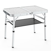 1 x RAW Customer Returns Sportneer Folding Camping Table, Height Adjustable, Small Folding Table, Portable Camping Tables 23.6 L x 15.7 W 2 Heights with Mesh Layer for Outdoor - RRP €36.99