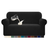 1 x RAW Customer Returns Granbest Stretch Sofa Cover, Waterproof 1 Piece Spandex Jacquard Sofa Slipcover with Non-Slip Foam 2 Seater, Black  - RRP €37.39