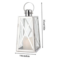 1 x RAW Customer Returns TRIROCKS Decorative Stainless Steel Lantern, 30cm Tall, Metal, with Transparent Glass Panels, Perfect for Home Decorations, Living Room, Parties Events Table Indoor Outdoor Silver  - RRP €35.02