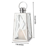 1 x RAW Customer Returns TRIROCKS Decorative Stainless Steel Lantern, 30cm Tall, Metal, with Transparent Glass Panels, Perfect for Home Decorations, Living Room, Parties Events Table Indoor Outdoor Silver  - RRP €35.02