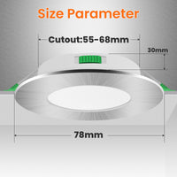 1 x RAW Customer Returns ALUSSO LIGHTING LED Recessed Spotlights for Plasterboard, 4W 310LM Indoor Ceiling Lights, 3CCT 3000K 4000K 6500K, IP44 Recessed LED Spotlight, Recessed Hole 55-68mm, AC 220-240V, Set of 12, Nickel - RRP €54.39