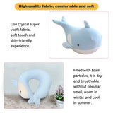 1 x RAW Customer Returns JOYRAVO Kids Travel Pillow 2-in-1 Deformable Neck Pillow, Soft U-Shaped Pillow with Cute Plush Toys, Cozy Sleep and Play Companion for Airplane Travel-Blue Whale - RRP €22.68