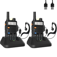 1 x RAW Customer Returns 2 pieces 5R Walkie Talkie Dual Band VHF UHF 144-146 430-440MHz long range radio for adults with 128 channels, LED light, USB charger - RRP €68.99