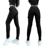 1 x RAW Customer Returns Nuofengkudu Cargo Pants Women Stretch Cargo Leggings Pants with Pockets Women Skinny Cargo Pants with Elastic Waistband Teenager Girls Moda Fabric Pants Side Pockets Sports Leggings Jeggings Black L - RRP €27.99