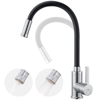 1 x RAW Customer Returns Auralum Black Kitchen Faucet with Flexible Spout, Black Kitchen Faucet with 2 Spray Types, High Pressure Kitchen Faucet 360 Rotatable, Kitchen Mixer Tap, Sink Faucet with Water Saving Aerator - RRP €39.09