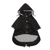 1 x Brand New MOREZI Dog raincoat with zip and reflective buttons, rain water resistant, adjustable drawstring, removable hood, elegant dog raincoat-Black-XS - RRP €33.99