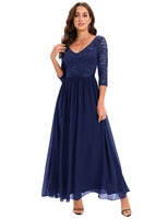 1 x RAW Customer Returns DRESSTELLS Women s Wedding Dresses for Women Chiffon Evening Dress Long Sleeve Lace Bridesmaid Dress Long Navy L - RRP €59.99