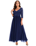 1 x RAW Customer Returns DRESSTELLS women s ball gown women s long bridesmaid dresses long elegant chiffon evening dress maxi length navy 2XL - RRP €59.99