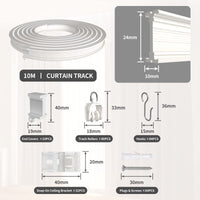 1 x RAW Customer Returns EFUTURETIME Curved Curtain Rail, 10 Meters, Flexible Curtain Rail Made of ABS, Ceiling Curtain Rails, Curtain Accessories for Curtain Hanging, Room Dividers, Rooms, Balconies, Offices, Hotels, White - RRP €49.16