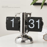 1 x RAW Customer Returns Ejoyous Table Clock Flip Clock Retro, Vintage Table Clock with Folding Numbers Metal Clock Mechanical Standing Grandfather Clock Decorative Alarm Clock for Living Room Bedroom Office Silent Without Ticking Black  - RRP €60.0