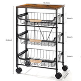 1 x RAW Customer Returns Nandae Metal Kitchen Trolley with Wooden Top Shelf, Fruit and Food Holder with Wheels Ceramic Top 3 Levels for Vegetables Fruit Food Home Living Room - RRP €49.18