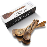 1 x RAW Customer Returns AOOSY Cooking Utensils Wooden Cooking Spoon Cookware, 5 Piece Japanese Style Wooden Cooking Utensil Set Scratch-Resistant Utensil Sets Including Wooden Spatula Spoon for Non-Stick Pans - RRP €23.17