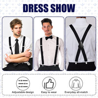 1 x RAW Customer Returns Aomig Suspenders, X-Shaped Suspenders with 4 Strong Clips, Adjustable Elastic Braces for Men and Women 3.5cm Wide, Trouser Suspenders for Shirts, Dresses, Parties, Business - RRP €9.99