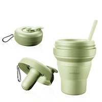 1 x RAW Customer Returns vastago Foldable travel mug silicone 355 ml Foldable coffee mug Camping mug Coffee to-go cup folding cup outdoor Coffee Espresso Reusable cup BPA-free with straw tea filter - RRP €19.01