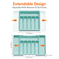 1 x RAW Customer Returns Lifewit Drawer Cutlery Holder, Expandable Cutlery Holder for Drawer, Kitchen Cutlery Holder Adjustable Drawer in Durable Plastic for Spoons, Forks and Knives, Large, Turquoise - RRP €19.99